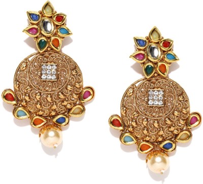 PANASH Gold-toned Beads Metal Chandbali Earring