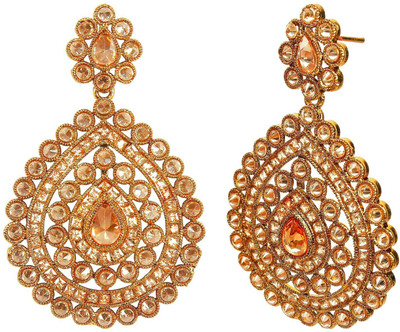 Muchmore Beautiful South Indian Style Gold Plated Polki Earrings for Womens Alloy Earring Set