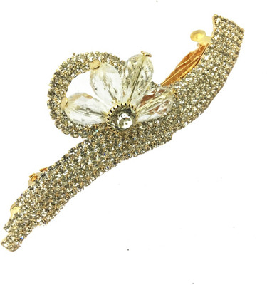 

AccessHer Designer studded back clip Women Hair Clip(Gold)