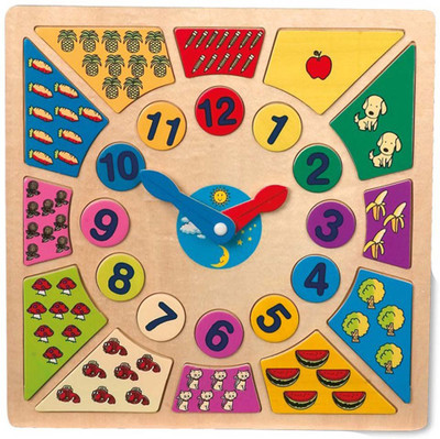 

kidoz kingdom WOODEN CLOCK LEARNING AND NUMBER PUZZLE(Multicolor)
