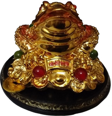 

Pari Collection Three legged money frog on bed of gold ingots Decorative Showpiece - 9 cm(Polyresin, Multicolor)