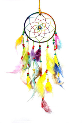 

Creatuvegifts Multicolored Dream Catcher Wall Hanging - Attract Positive Dreams Decorative Showpiece - 26 cm(Wool, Multicolor)