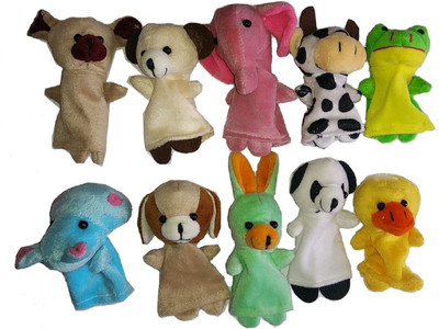 

kaykon Cute Animal Finger Puppet Soft Toys Set of 10 - 10 cm(Multicolor)