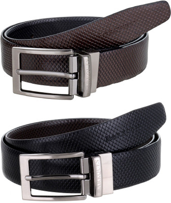 

MarkQues Men Party Brown Genuine Leather Reversible Belt, Brown-01