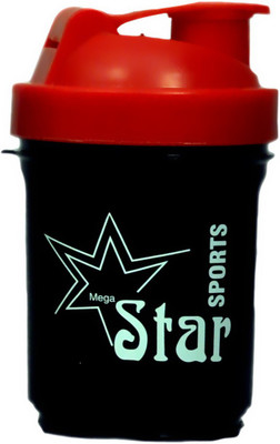 

mega star Water Shaker Bottle protein mixer 500 ml Blue with blender wire ball black 500 ml Shaker(Pack of 1, Black)