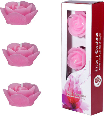 

Virgo Creations Rose Medium Candle(Pink, Pack of 3)