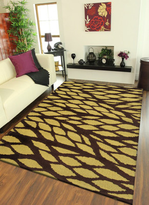 PRESTO BAZAAR Brown, Yellow Polyester Area Rug(2 ft,  X 5 ft, Rectangle)