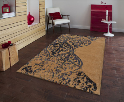 PRESTO BAZAAR Gold, Grey Polyester Area Rug(180 cm X 270 cm)