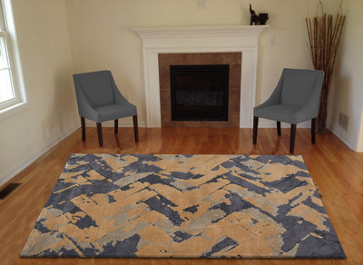 

PRESTO BAZAAR Gold, Grey Polyester Area Rug(120 cm X 180 cm)