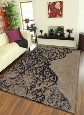 PRESTO BAZAAR Beige, Grey Polyester Area Rug(3 ft,  X 5 ft, Rectangle)