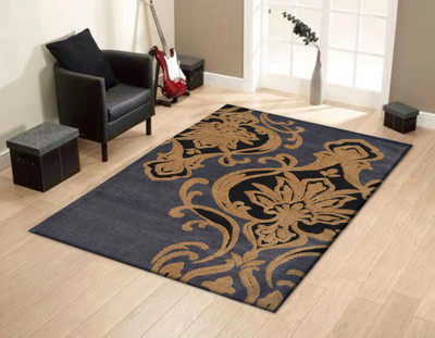 

PRESTO BAZAAR Grey, Gold Polyester Area Rug(55 cm X 137 cm), Gold;grey
