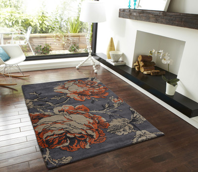 

PRESTO BAZAAR Orange, Grey Polyester Area Rug(180 cm X 270 cm), Grey;orange