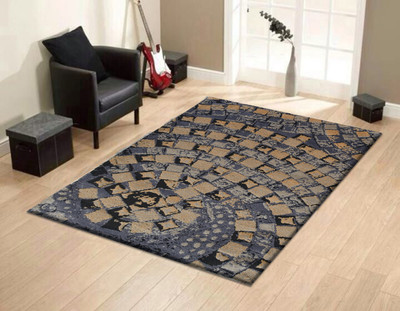 

PRESTO BAZAAR Gold, Grey Polyester Area Rug(120 cm X 180 cm)