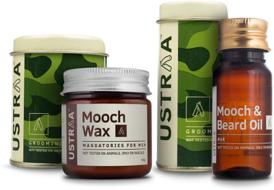 

Ustraa By Happily Unmarried Mooch and Beard Oil 4x4 For Men (35 ml) Mooch Wax for Men (100 gm)(Set of 2)