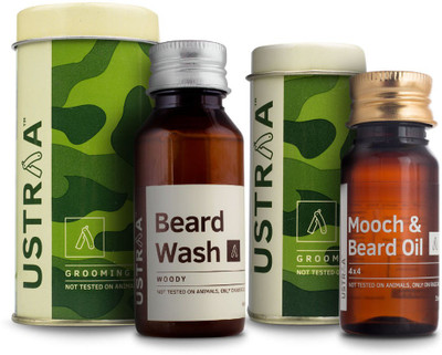 

Ustraa By Happily Unmarried Mooch and Beard Oil 4x4 For Men (35 ml) Beard Wash for Men (60 ml)(Set of 2)