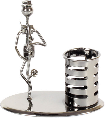 

Jewel Fuel 1 Compartments Iron Pen Stand and Musician Playing Saxophone Showpiece(Black Chrome)