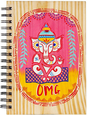 

Pulpypapaya Regular Journal(Handpainted Wooden Journals, Multicolor)