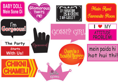 

PARTY PROPZ SET OF 13 PHOTO PROPS Photo Booth Board(Birthday, Wedding, Party, Bachelorette)
