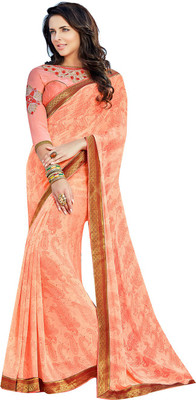Shaily Retails Embellished Fashion Poly Georgette Saree(Pink)
