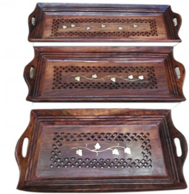 

Craftatoz Bowl Tray Serving Set(Pack of 3)