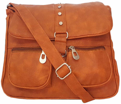 

FUN STOP Girls Casual Brown Leatherette Sling Bag