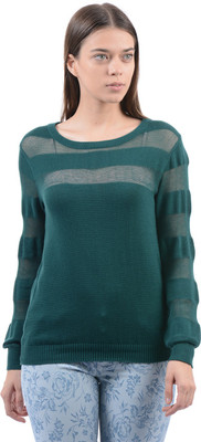 

Pepe Jeans Solid Women's Round Neck Green T-Shirt, Bottle
