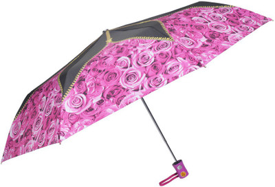 

Fendo 3 fold Automatic Flower Print Pink Umbrella(Multicolor)