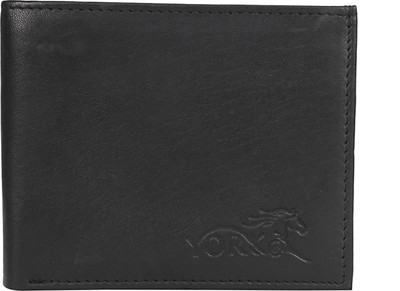 

York U.S. Men Black Genuine Leather Wallet(10 Card Slots)