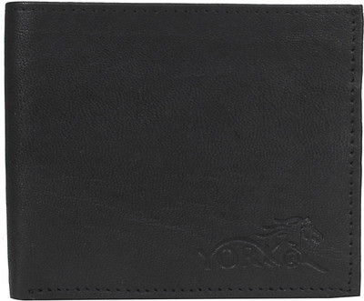 

York U.S. Men Black Genuine Leather Wallet(10 Card Slots)