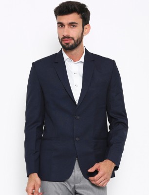 Shaftesbury London Solid Single Breasted Formal Men Blazer(Blue)