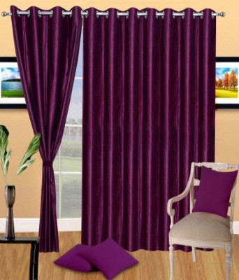 Panipat Textile Hub 213 cm (7 ft) Polyester Semi Transparent Door Curtain (Pack Of 3)(Solid, Brown)