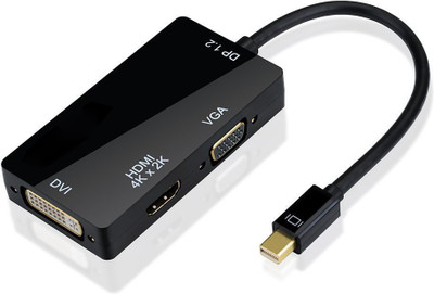 

Axcess Mini DisplayPort (Thunderbolt Port Compatible) to HDMI/DVI/VGA Male to Female 3-in-1 Adapter with 4k*2K HDMI Output support Network Cable(Black)
