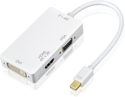 

Axcess Mini DisplayPort (Thunderbolt Port Compatible) to HDMI/DVI/VGA Male to Female 3-in-1 Adapter with 4k*2K HDMI Output support Network Cable(White)