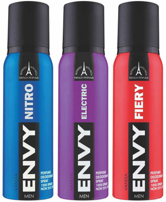 Envy Nitro, Electric & Fiery Deo Combo (Pack of 3) Body Spray Body Spray - For Men(360 ml, Pack of 3)