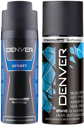 

Denver Blue Sport and Brave Combo (Pack of 2) Deodorant Spray - For Men(300 ml, Pack of 2)