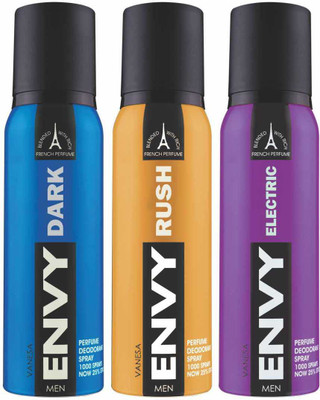 

Envy Dark, Rush & Electric Deo Combo (Pack of 3) Body Spray Body Spray - For Men(360 ml, Pack of 3)