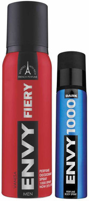 

Envy Fiery Deo 120 Ml & Dark Spray Nano 40 Ml Deodorant Spray - For Men(160 ml, Pack of 2)