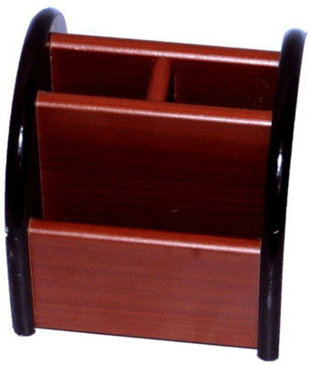 

Desi Karigar 3 Compartments Wood Pen Stand(Red)