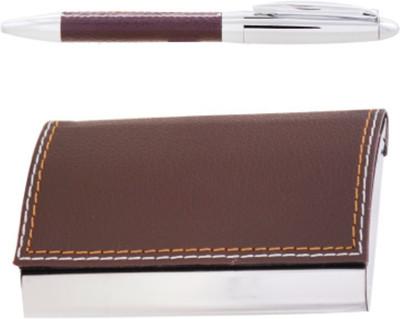

EZ Life 1 Compartments PU Leather, Metal Desk Set(Brown)