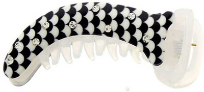 Anuradha Art Jewellery BN-389 Banana Clip(White, Black)