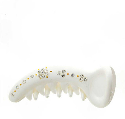 Anuradha Art Jewellery BN-447 Banana Clip(White)