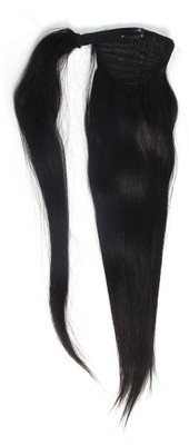 

Krome Jet Black Wrap Around Ponytail 100 Grams Remy Thinned Stitched Human Extensions 20 Inches Hair Extension
