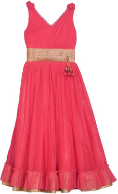 

La Bele Girls Maxi/Full Length Party Dress(Red, Sleeveless, Tomato