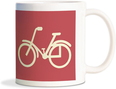 

Red Flower Coffee of vector Bicycle Ceramic Mug(300 ml), White