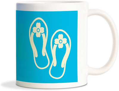 

Red Flower Cool Slippers Coffee Ceramic Mug(350 ml), White