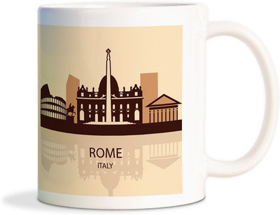 

Red Flower Coffee of Rome Italy state theme Ceramic Mug(350 ml), White