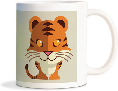 Red Flower Coffee of baby leopard Ceramic Mug(300 ml), White