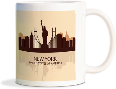 

Red Flower NewYork, United States of America theme Ceramic Mug(300 ml), White