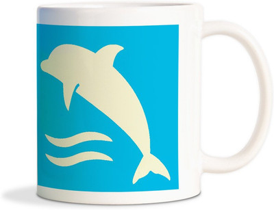 

Red Flower Dolphin on waves Coffee Ceramic Mug(350 ml), White