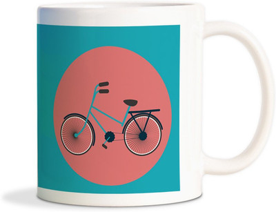

Red Flower Cool blue bicycle Coffee Ceramic Mug(350 ml), White